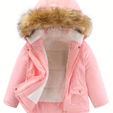 Kid Girls Warm Fuzzy Winter Parka Snow Suits Coat Outwear