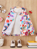 Kid Baby Girl Butterfly Print Hooded Zipper Coat Jacket