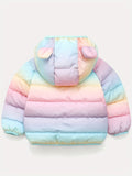 Kid Baby Girls Rainbow Hooded Toddler Warm Cute Coats