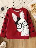 Kid Baby Toddler Girls Rabbit Polka Dot Print Long Sleeve Sweatshirt