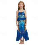 2 Pieces Kids Girls Mermaid Swimwear Set Sleeveless Vacation Swimsuits