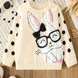 Kid Baby Toddler Girls Rabbit Polka Dot Print Long Sleeve Sweatshirt