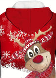 Kid Girl Christmas Snowflake Reindeer Pattern Pullover Hoodie