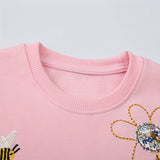 Kid Baby Girl Cozy Cotton Sweatshirt Cute Embroidery Long Sleeve Shirts