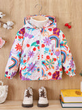 Kid Baby Girl Butterfly Print Hooded Zipper Coat Jacket