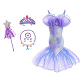 Book Week 2026 The Little Mermaid Little Mermaid Mermaid Tail Aqua Princess Dress Halloween Dress Cosplay Costume Theme Party Costume Cosplay Movie Cosplay for Girls' Kid's Carnival Masquerade