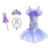 Book Week 2026 The Little Mermaid Little Mermaid Mermaid Tail Aqua Princess Dress Halloween Dress Cosplay Costume Theme Party Costume Cosplay Movie Cosplay for Girls' Kid's Carnival Masquerade