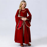 4-10Y Kids Girls Cosplay Solid Color Long Sleeve Performance Party Dress
