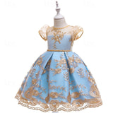 Kids Girls Flower Short Sleeve Sequins Fashion Sweet Tulle Dress