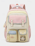 Kid Women Macaron Color Polyester Backpack Large Capacity School Bag
