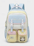 Kid Women Macaron Color Polyester Backpack Large Capacity School Bag