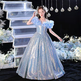 Kids Girls Party Solid Sleeveless Performance Wedding Mesh Princess Tulle Dress