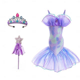 Book Week 2026 The Little Mermaid Little Mermaid Mermaid Tail Aqua Princess Dress Halloween Dress Cosplay Costume Theme Party Costume Cosplay Movie Cosplay for Girls' Kid's Carnival Masquerade