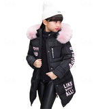 4-12Y Kid Girls 3D Letter Puffer Jacket Long Sleeve Winter Down Coat