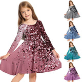 3-10Y Kid Girls 3D Graphic Long Sleeve Spring Fall Holiday Cute Sweet Swing Dresses