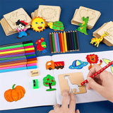 20pcs/48pcs/ 60pcs Montessori Kids Drawing Toys Wooden DIY Painting Template Stencils
