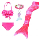 Kids Girls Five Piece Mermaid Swimwear Bikini Rainbow Cute Swimsuits