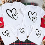 Family Matching Heart Casual Print  Short Sleeve Active T-shirt Tops