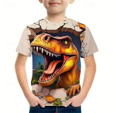 Kid Boys 3D Print Graphic Dinosaur Short Sleeve T shirt Summer Fashion Streetwear