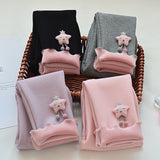 3-8Y Kids Girls Fleece Lined Cartoon Active Ruched Leggings Pants