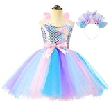 Book Week 2026 Kids Girls' Dress Cartoon Unicorn Patchwork Sleeveless Performance Birthday Ruched Mesh Patchwork Cute Costume Cotton Above Knee A Line Dress Tulle Dress Summer Spring Fall 4-12 Years