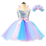 Book Week 2026 Kids Girls' Dress Cartoon Unicorn Patchwork Sleeveless Performance Birthday Ruched Mesh Patchwork Cute Costume Cotton Above Knee A Line Dress Tulle Dress Summer Spring Fall 4-12 Years