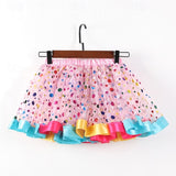 2 Pcs Kids Girls Cute Patchwork Yellow Pink Blue Skirts