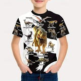 Kid Boys 3D Print Graphic Dinosaur Short Sleeve T shirt Summer Fashion Streetwear