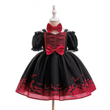Kids Girls Party  Graphic Short Sleeve Halloween Party Dresses