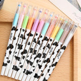 12pcs/Set Colorful Cute Milky Kawaii Cow Design Gel Pens For Office School Home Gifts, Kids Friends And Students, Back to School Supply