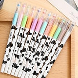 12pcs/Set Colorful Cute Milky Kawaii Cow Design Gel Pens For Office School Home Gifts, Kids Friends And Students, Back to School Supply