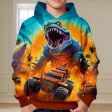 3-12Y Kid Boys 3D Dinosaur Fall Winter Fashion Streetwear Hoodie Pullover