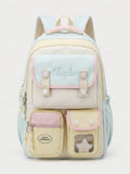 Kid Women Macaron Color Polyester Backpack Large Capacity School Bag