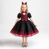 Kids Girls Party  Graphic Short Sleeve Halloween Party Dresses