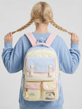 Kid Women Macaron Color Polyester Backpack Large Capacity School Bag