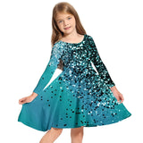 3-10Y Kid Girls 3D Graphic Long Sleeve Spring Fall Holiday Cute Sweet Swing Dresses