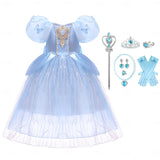 Kid Girl Fairytale Princess Flower Halloween Costume Tulle Movie Cosplay Dresses