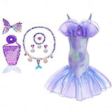Book Week 2026 The Little Mermaid Little Mermaid Mermaid Tail Aqua Princess Dress Halloween Dress Cosplay Costume Theme Party Costume Cosplay Movie Cosplay for Girls' Kid's Carnival Masquerade