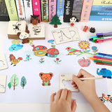 20pcs/48pcs/ 60pcs Montessori Kids Drawing Toys Wooden DIY Painting Template Stencils