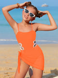 Kids Girls Swimsuit Beach Color Block Vacation Fashion  Bathing Suits