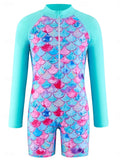 Kids Girls Swimsuit Outdoor Beach Graphic Vacation Fashion Zipper Bathing Suits