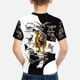 Kid Boys 3D Print Graphic Dinosaur Short Sleeve T shirt Summer Fashion Streetwear