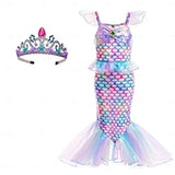 Book Week 2026 The Little Mermaid Little Mermaid Mermaid Tail Aqua Princess Dress Halloween Dress Cosplay Costume Theme Party Costume Cosplay Movie Cosplay for Girls' Kid's Carnival Masquerade