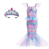Book Week 2026 The Little Mermaid Little Mermaid Mermaid Tail Aqua Princess Dress Halloween Dress Cosplay Costume Theme Party Costume Cosplay Movie Cosplay for Girls' Kid's Carnival Masquerade