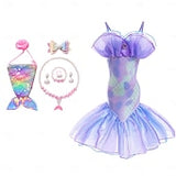 Book Week 2026 The Little Mermaid Little Mermaid Mermaid Tail Aqua Princess Dress Halloween Dress Cosplay Costume Theme Party Costume Cosplay Movie Cosplay for Girls' Kid's Carnival Masquerade
