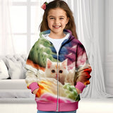 3-12Y Kid Girls 3D Cat  Fall Winter Fashion Cute Coat Outerwear