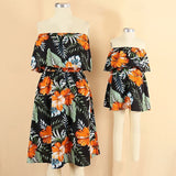 Family Matching Floral Graphic Casual Print Short Sleeve Knee-length Dresses