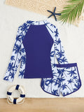 Kids Girl Swimsuit Outdoor Beach Graphic Leaf Sports Bathing Suits