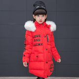 4-12Y Kid Girls 3D Letter Puffer Jacket Long Sleeve Winter Down Coat