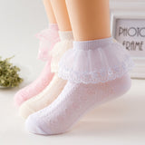 3 Pair/Set Kids Girls Socks Solid Colored Mesh Spring Summer Cute Daily Wear